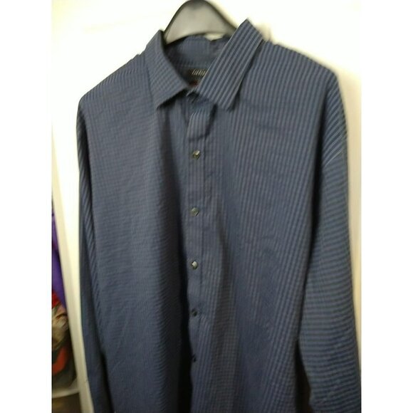 Van Huesen Blue Grey Checkered Long Sleeve Flex Slim Shirt. Size XXL - Picture 2 of 12